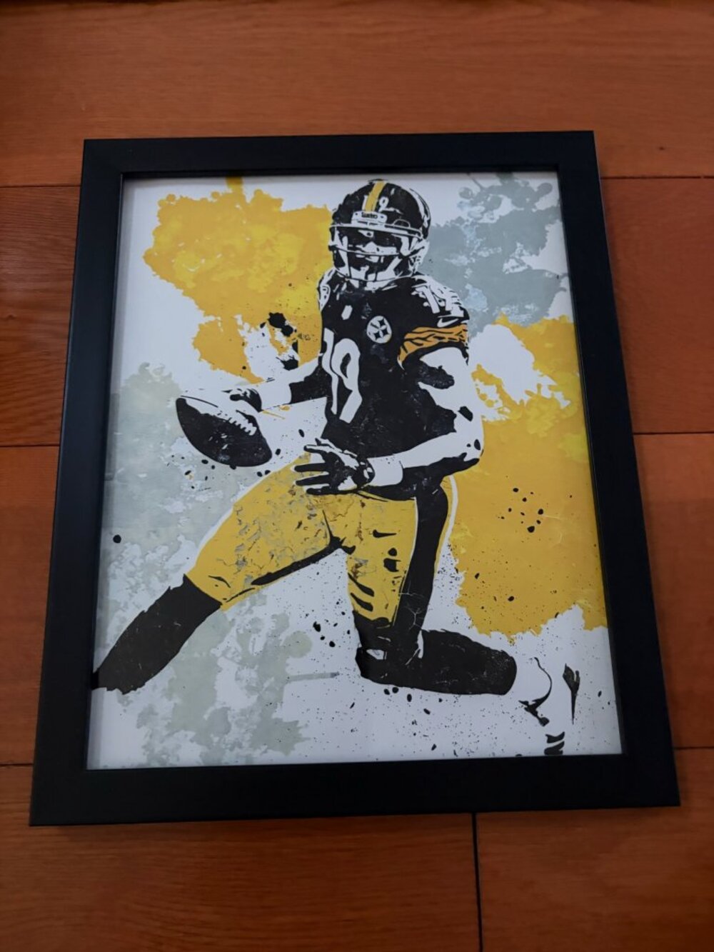 Pittsburgh Steelers Player Splatter Art Framed Print - NFL Wall Decor